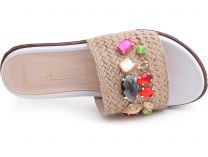 Модные шлёпки Las Espadrillas 10060-18 унисекс    (бежевый) - фото 4