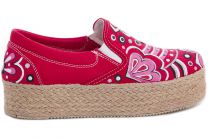 Женские текстильные слипоны Las Espadrillas 5602-47  (красный) - фото 4