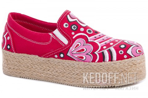 Женские текстильные слипоны Las Espadrillas 5602-47  (красный) - фото (Артикул: 5602-47)
