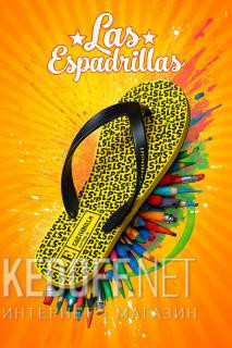 Вьетнамки Las Espadrillas Райдер F6574-2127 Made in Italy унисекс    (чёрный/жёлтый) - фото (Артикул: F6574-2127)